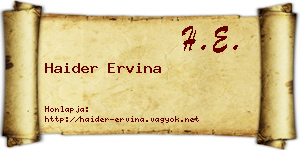 Haider Ervina névjegykártya